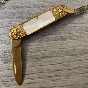Mother of pearl faux pocket knife necklace